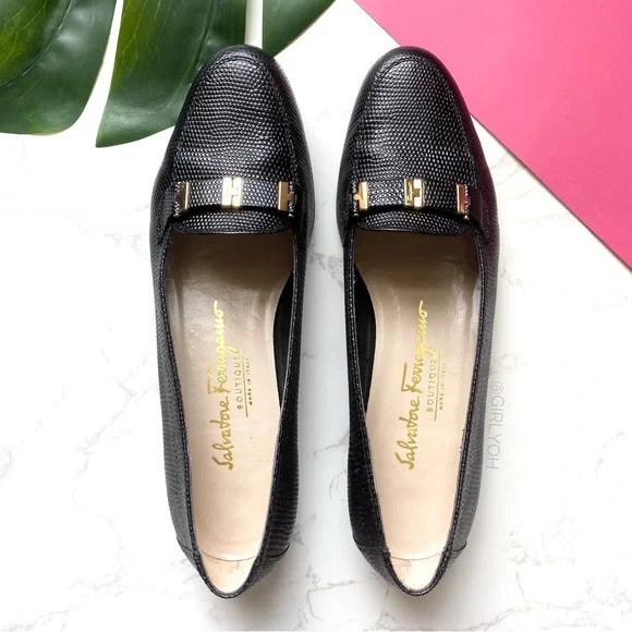 Salvatore Ferragamo Black Textured Leather Loafers with Gold Bit CLASSIC_SOKO_KE | SALVATORE FERRAGAMO. SHOE STYLE :: Men main image 3